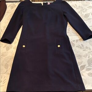 Elegant Lilly Pulitzer Navy Dress with Gold Accents